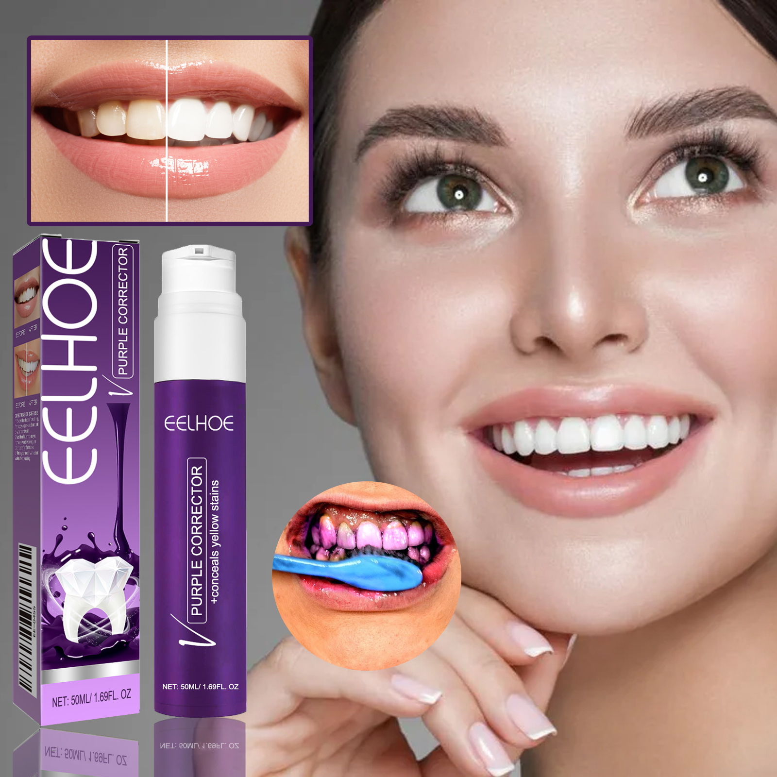Teeth Whitening Mousse - V34 Purple ToothpasteTeeth Whitening, Stain Removal,