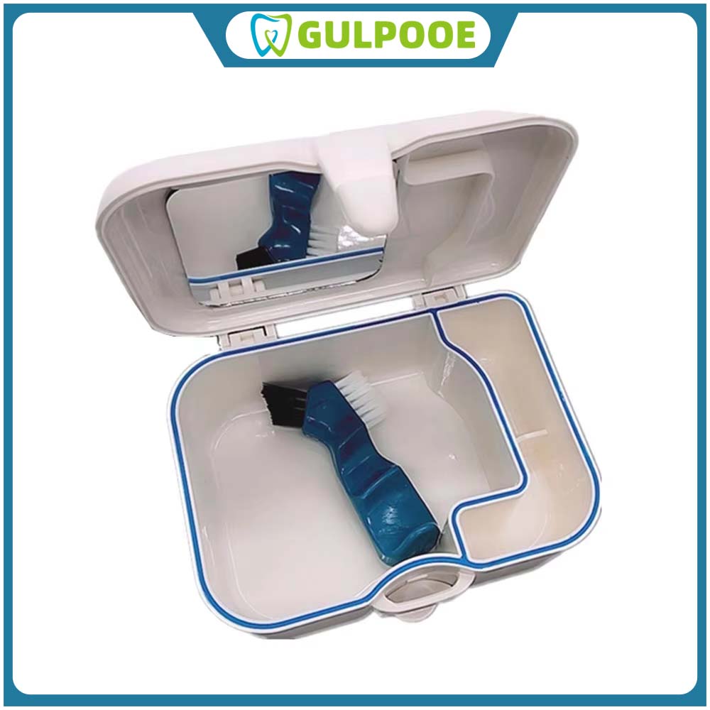 Teeth Whitening Brush - GULPOOE False Teeth Storage Box Case