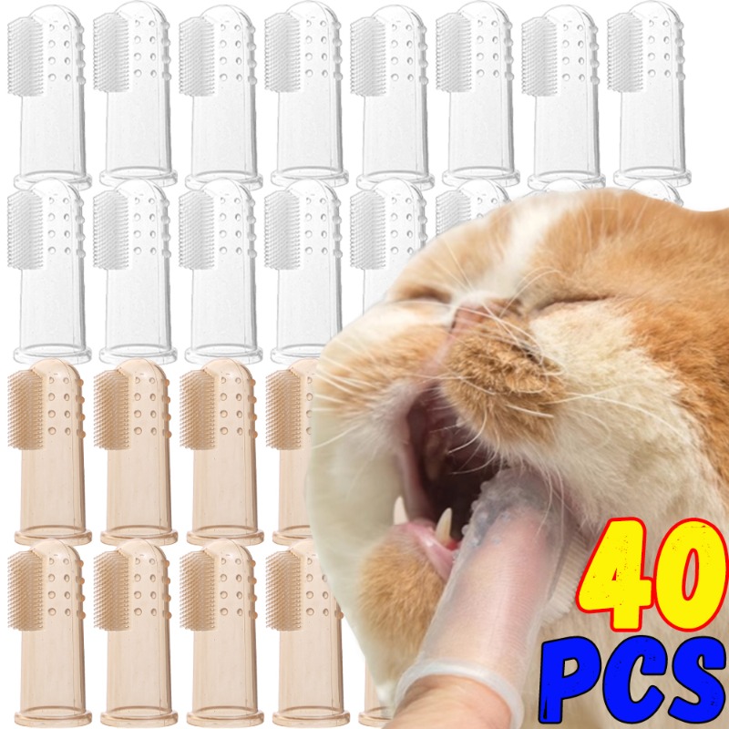 Teeth Whitening Brush - Silicone Soft Pet Finger Cuff Toothbrushes