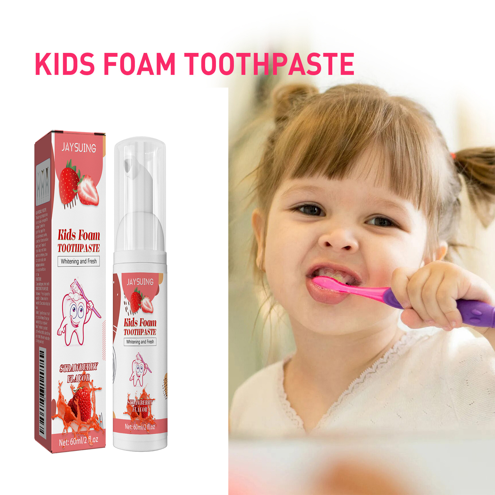 Strawberry-Flavored Kids' Foam – обзор и цена Teeth Whitening Mousse