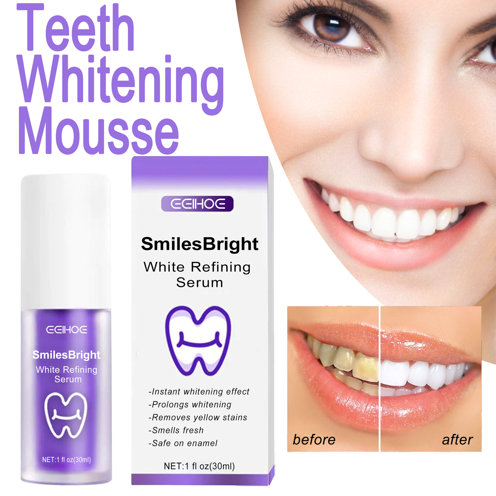 EELHOE Smiles Bright White Ref – обзор и цена Teeth Whitening Mousse