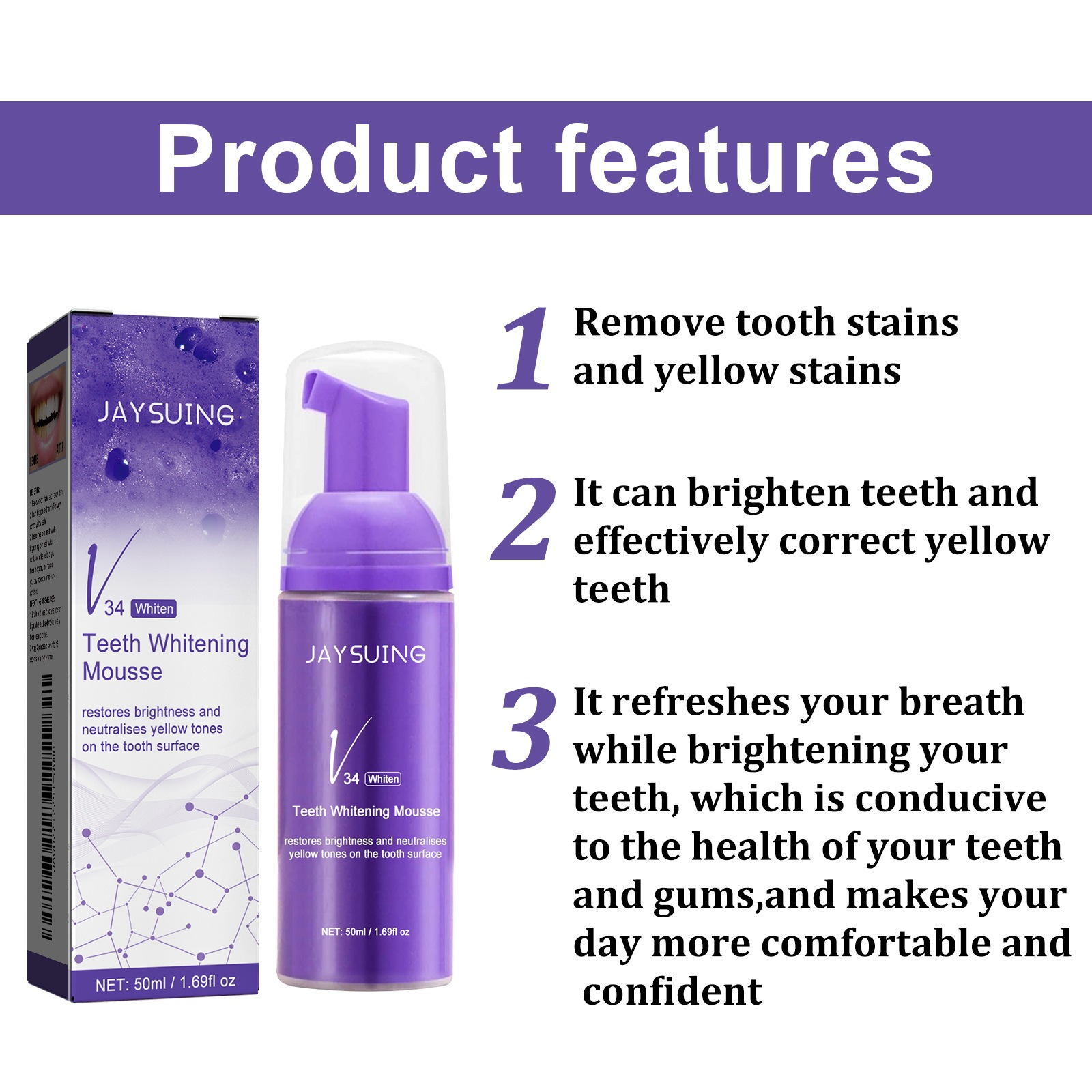 V34 Mousse Teeth Cleaning Toot – обзор и цена Teeth Whitening Mousse